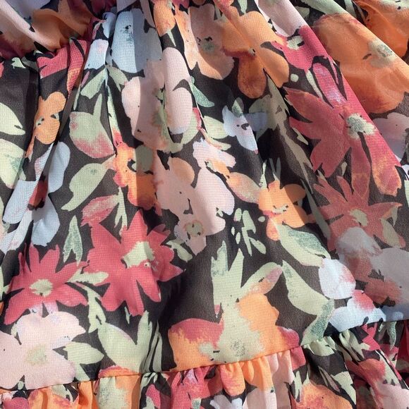 NWT PacSun la hearts floral ruffle mini top size small strapless chiffon - Picture 9 of 9